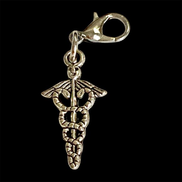 Caduceus Clip On Charm Zipper Pull Bag Purse Charm Graduation Gift RN MD DO ARNP - Picture 2 of 6